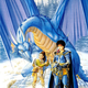 Larry Elmore art of Tas and Kitiara from the Masters of Dragonlance art book.